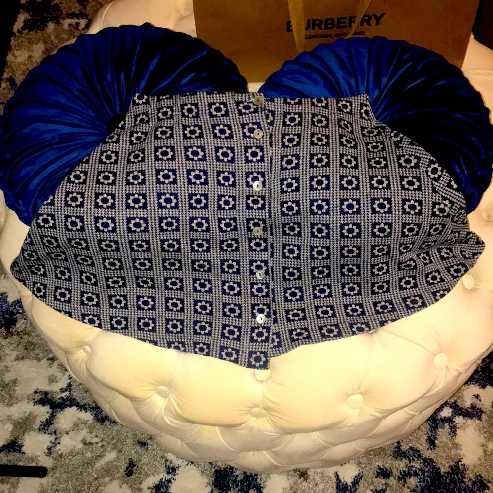 Stunning vintage mini blue cotton skirt